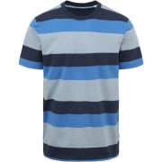 T-shirt Knowledge Cotton Apparel T-shirt Strepen Blauw