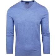 Sweater Suitable Merino Pullover V-Hals Lichtblauw