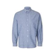 Overhemd Lange Mouw Selected Noos Slimnew-linen Shirt L/S - Medium Blu...