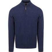 Sweater Suitable Half Zip Trui Lamswol Navy