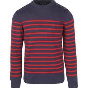 Sweater Armor Lux Groix Trui Strepen Navy Rood