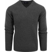 Sweater Suitable Lamswol Trui V-Hals Antraciet