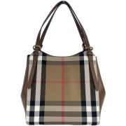 Boodschappentas Burberry Canvas en lederen geruite draagtas met bruine...