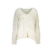 Sweater Desigual Gebreide Damestrui met Veelkleurige Spikkels - Wit