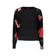 Sweater Desigual gebreide trui met bloemenprint voor dames zwart