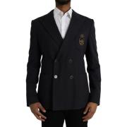 Blazer D&amp;G Double Breasted Donkere Blazer met Crown Bee Detail