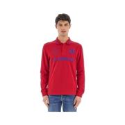 T-shirt La Martina Heren Poloshirt Met Lange Mouw Rood