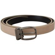 Riem D&amp;G Beige Leren Riem met Gunmetal Gesp