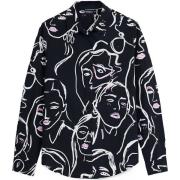 Overhemd Desigual Faces Shirt met Lange Mouwen voor Dames - Zwart