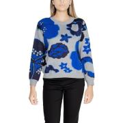 Fleece Jack Desigual Dames Gebreide Trui met Bloemen Grijs