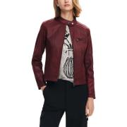 Trainingsjack Desigual Womens Faux Leather Moto Jacket - Bourgondie