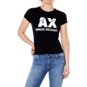 Overhemd EAX AX T-shirt met strass-logo voor dames zwart