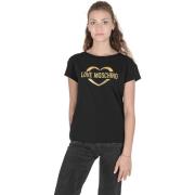 T-shirt Love Moschino Dames Hart Logo T-Shirt Zwart