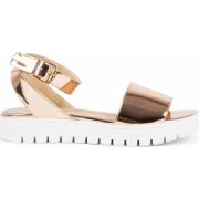 Sandalen Dee Ocleppo metallic rosegouden plateausandaal met gesp