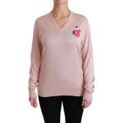 Sweater D&amp;G Dames Bloemen Geborduurde Zijden Trui - Roze