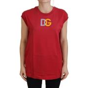 Overhemd D&amp;G rode katoenen TShirt voor dames met DG-logo