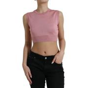 Overhemd D&amp;G Geribbelde Zijden Crop Top voor Dames - Roze