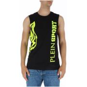 Top Philipp Plein Sport Heren Zwarte Tank Top met Neon Graphic