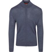 Sweater Suitable Cardigan Merino Denim Blauw