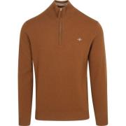 Sweater Gant Half Zip Trui Lamswol Bruin