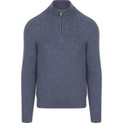 Sweater Suitable Half Zip Trui Wol Blend Donkerblauw