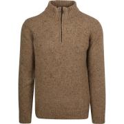 Sweater Suitable Half Zip Trui Tweed Wol Blend Beige