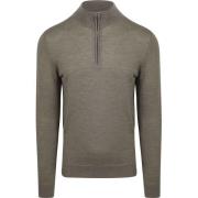 Sweater Profuomo Half Zip Pullover Merinowol Groen