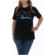 Overhemd Love Moschino Liefde Moschino Womens Black TShirt met kleurri...