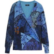 Fleece Jack Desigual Dames Trui met V-hals en print