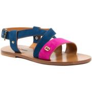 Sandalen Dee Ocleppo blauwe en roze suede leren sandalen