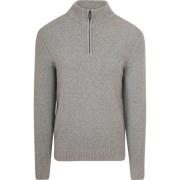 Sweater Suitable Half Zip Pullover Boiled Wool Grijs