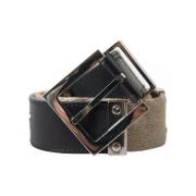 Riem D&amp;G Leren riem met beige band en zilveren metalen gesp