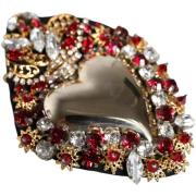 Broche D&amp;G Hart Broche met Rode en Heldere Kristallen