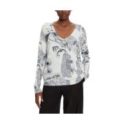 Overhemd Desigual VNeck trui met krantenprint