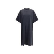 Jurk Balenciaga Lange T-shirtjurk met geribbelde ronde hals en wijde m...