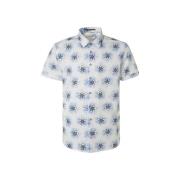 Overhemd Lange Mouw No Excess Short Sleeve Overhemd Linnen Blauw Print