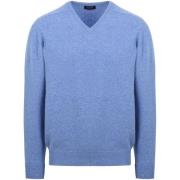 Sweater William Lockie Pullover Lamswol V Surf Mid Blue