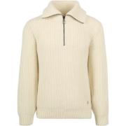 Sweater Armor Lux Camionneur Half Zip Trui Wol Ecru