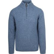 Sweater Suitable Half Zip Trui Tweed Wol Blend Blauw