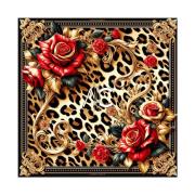 Sjaal Alberto Cabale Kleine zijden vierkante Roze Luipaard Cléo