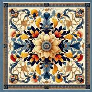 Sjaal V 1969 Koningsbloemen zijde carré