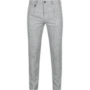 Broek Suitable Chino Linen Blend Ruiten Blauw