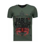 T-shirt Korte Mouw Local Fanatic Pablo Escobar Boss Rhinestone
