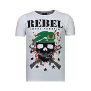 T-shirt Korte Mouw Local Fanatic Skull Rebel Rhinestone