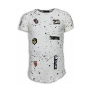 T-shirt Korte Mouw Justing Paint Drops Army Long Fit Black