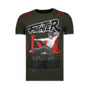T-shirt Korte Mouw Local Fanatic Fighter Bruce Lee Rhinestones