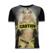 T-shirt Korte Mouw Local Fanatic Caution Digital Rhinestone