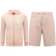 Trainingspak Enos Hoodie Rits Jogging Shorts SET Pink