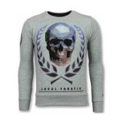 Sweater Local Fanatic Doodskop Skull Rhinestone