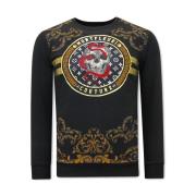 Sweater Tony Backer Print Snake Skull